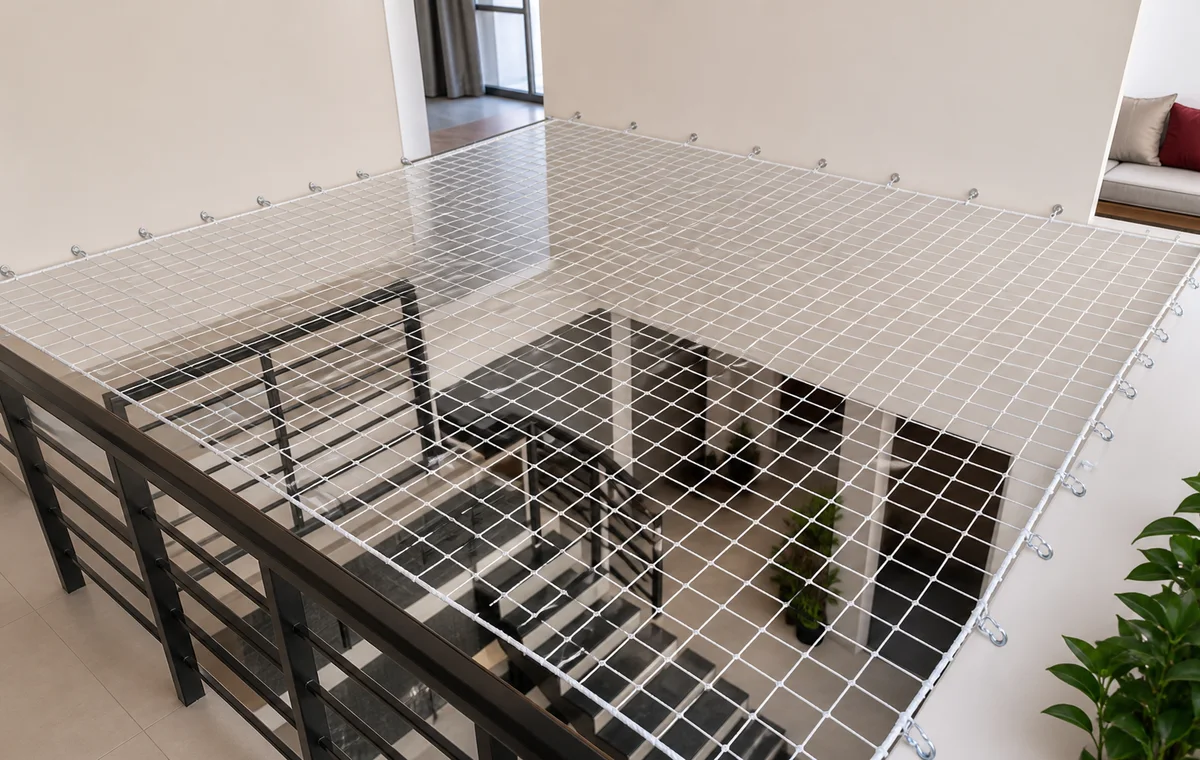 Family balcony safety setup with neat net finish
