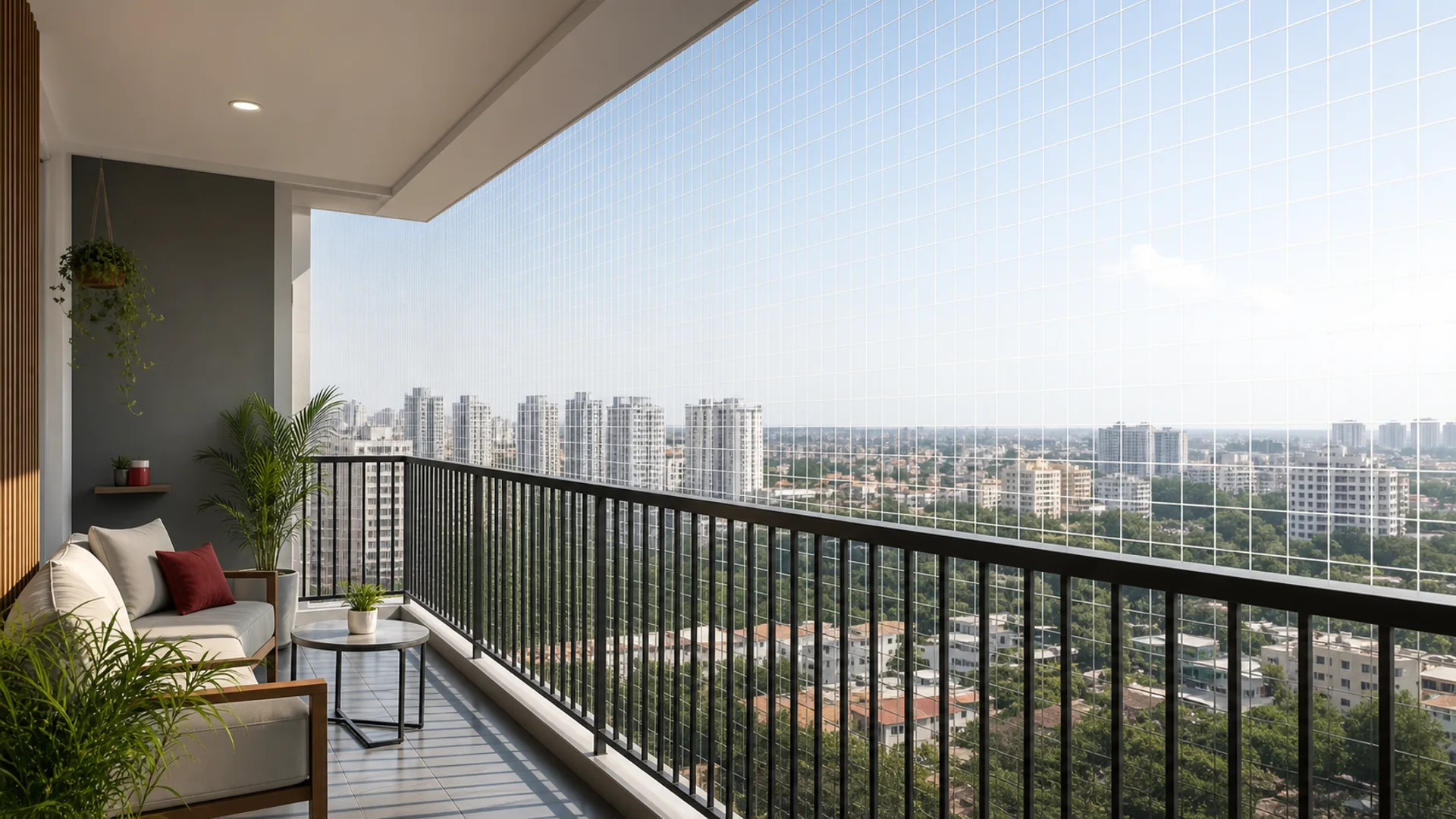 Bangalore apartment balcony that needs measured safety net planning